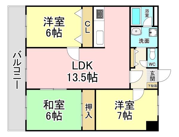 パストラール(3LDK/7階)の間取り写真