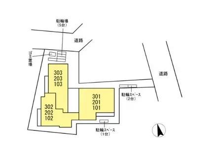 カルニュ(2LDK/1階)の間取り写真