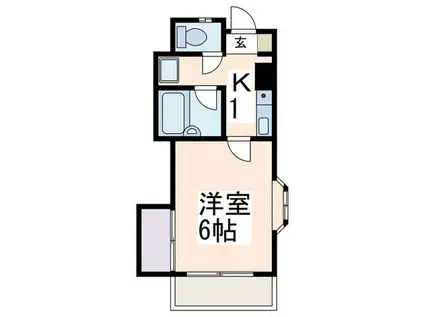 ヴィラ市ヶ尾(1K/2階)の間取り写真