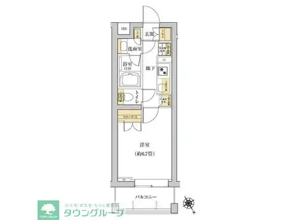 KNOCKSゆめが丘(1K/2階)の間取り写真