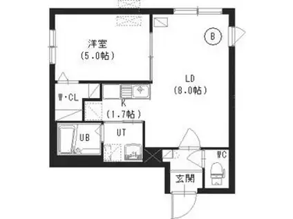 テラスヒビキ(1LDK/1階)の間取り写真