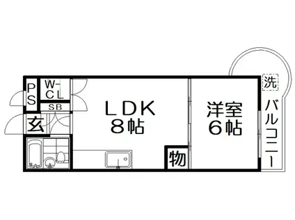 YNレジデンス香里(1LDK/5階)の間取り写真