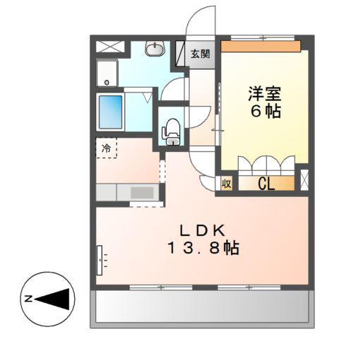 クレッシェンド(1LDK/2階)の間取り写真