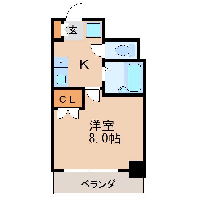 ヒルズ千種(1K/2階)の間取り写真