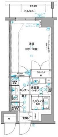 ヴェルト平井(1K/7階)の間取り写真
