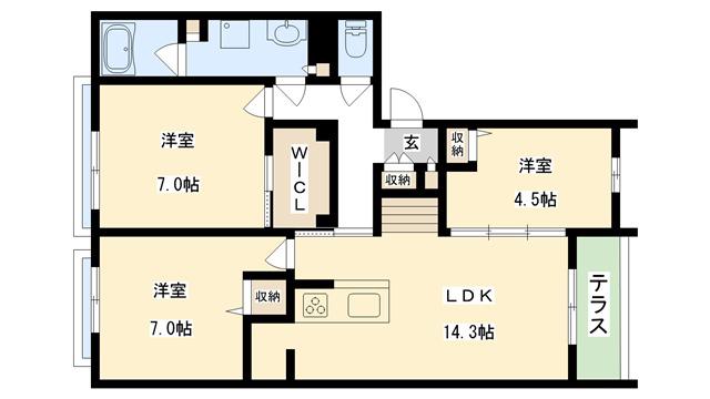 シャーメゾンフルルプランテ(3LDK/1階)の間取り写真