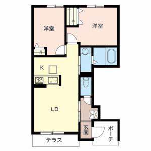 PISO MARIO A棟(2LDK/1階)の間取り写真