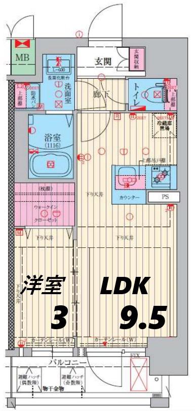 ファーストフィオーレ三国II(1K/2階)の間取り写真