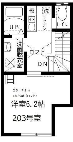 グランレイム神楽坂(1K/2階)の間取り写真