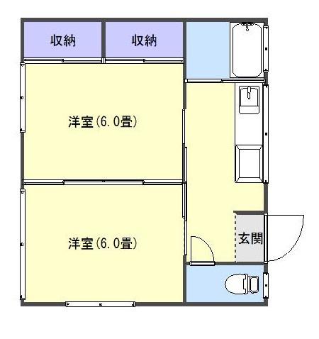 かなめ荘(2K/1階)の間取り写真