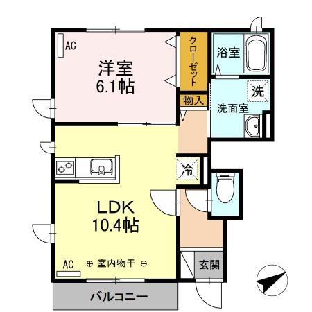 MS COURT YAYOI(1LDK/1階)の間取り写真