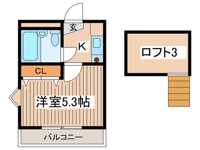 ホワイトヒル(1K/2階)の間取り写真