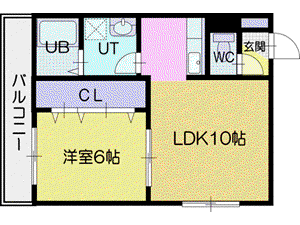 クラスタ(1LDK/2階)の間取り写真