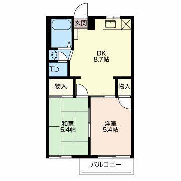 POINT VIEW(2DK/2階)の間取り写真