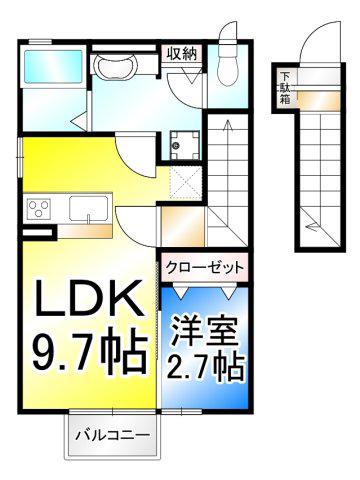 ベルフール(1LDK/2階)の間取り写真