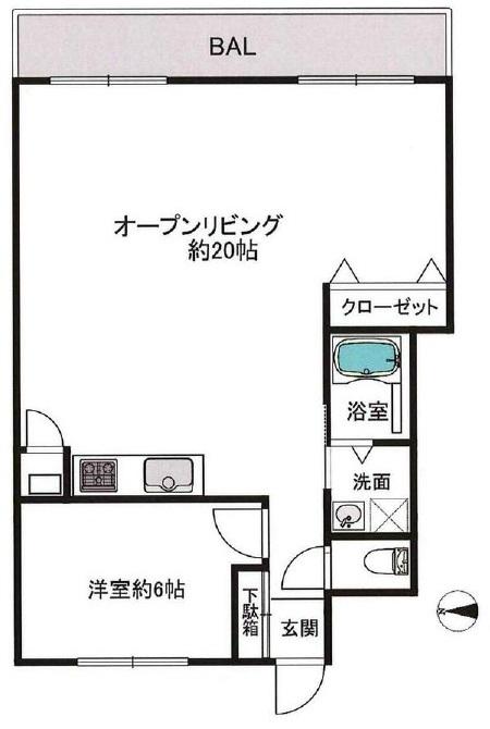 永谷リヴュール新宿(1LDK/10階)の間取り写真