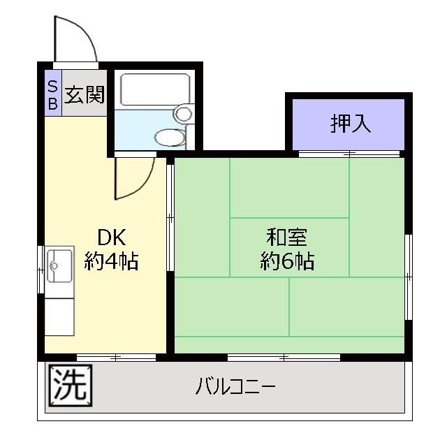 GREENFORESTふじみ野(1DK/2階)の間取り写真