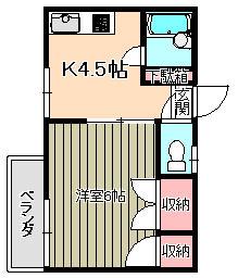 ファミール矢島(1K/2階)の間取り写真