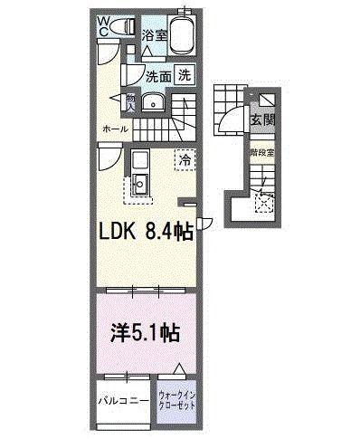 GLORIA II グロリア(1LDK/2階)の間取り写真