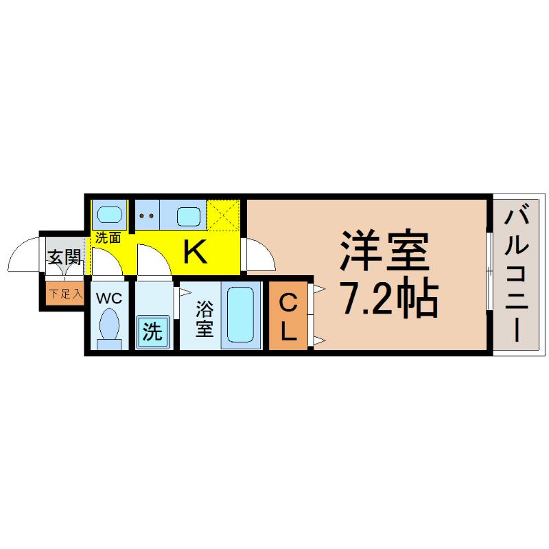 レジデンス名古屋千代田(1K/2階)の間取り写真