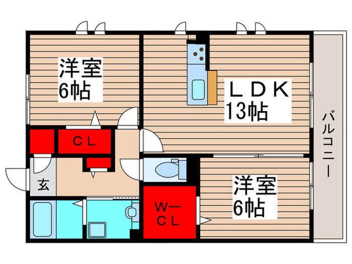 テラス市川高谷(2LDK/3階)の間取り写真