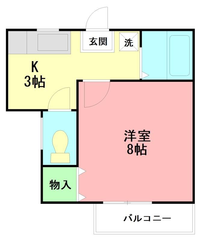 ブラッサム(1K/2階)の間取り写真