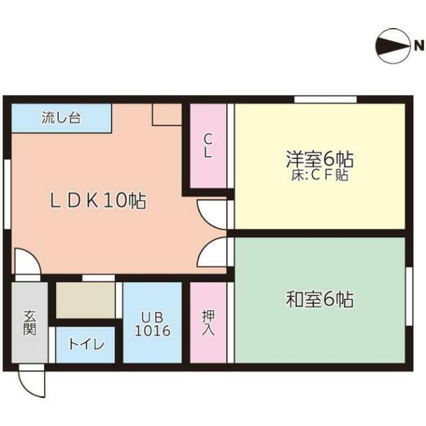 ハイツ石山(2LDK/2階)の間取り写真