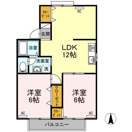 サンハイツMB棟(2LDK/2階)の間取り写真