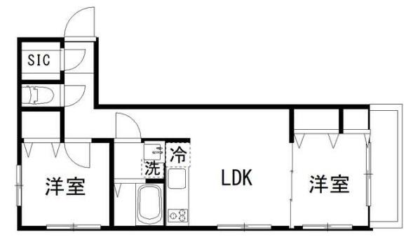 カルディア中央(2LDK/3階)の間取り写真