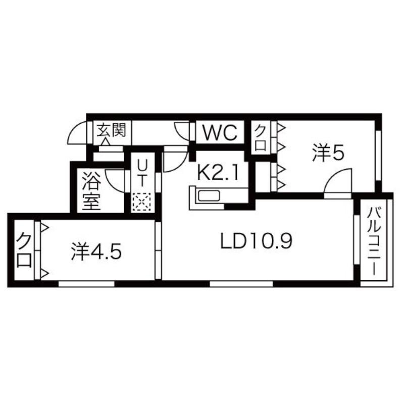 ブランシャール大通イースト(2LDK/2階)の間取り写真