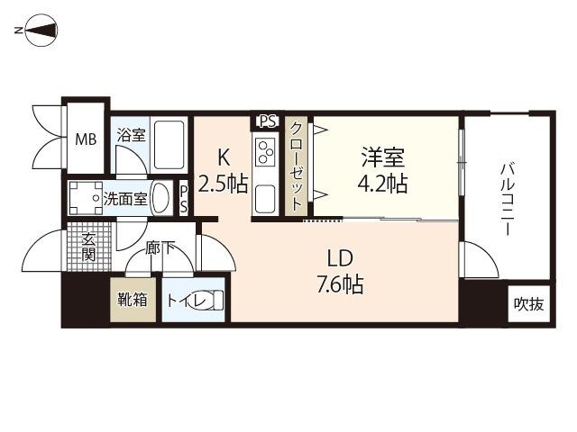 セントラルアヴェニュー下石井(1LDK/10階)の間取り写真