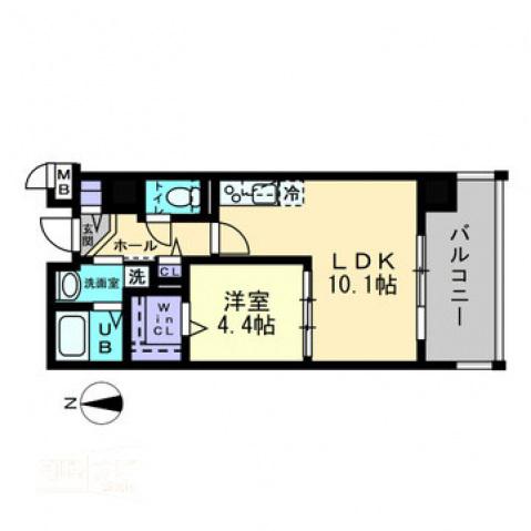 ハアラン国体町(1LDK/10階)の間取り写真