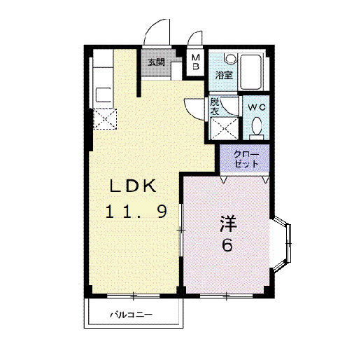 エルサティI(1LDK/1階)の間取り写真