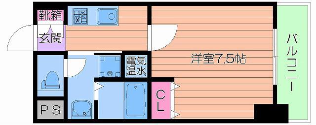 ソラシア京橋大阪城(1K/3階)の間取り写真