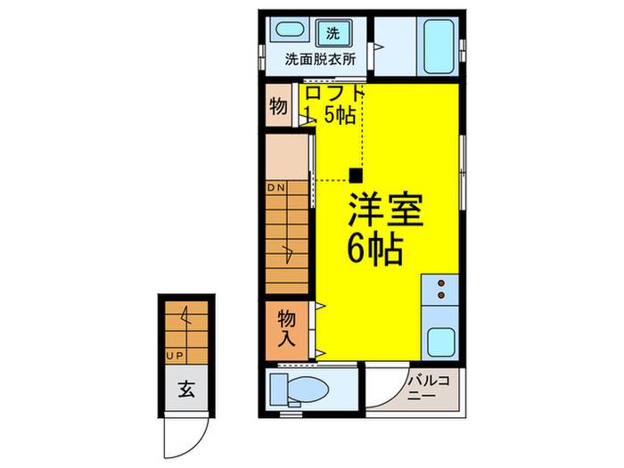 ミッドシップ(ワンルーム/1階)の間取り写真