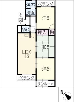 大谷ヒルズB(3LDK/3階)の間取り写真