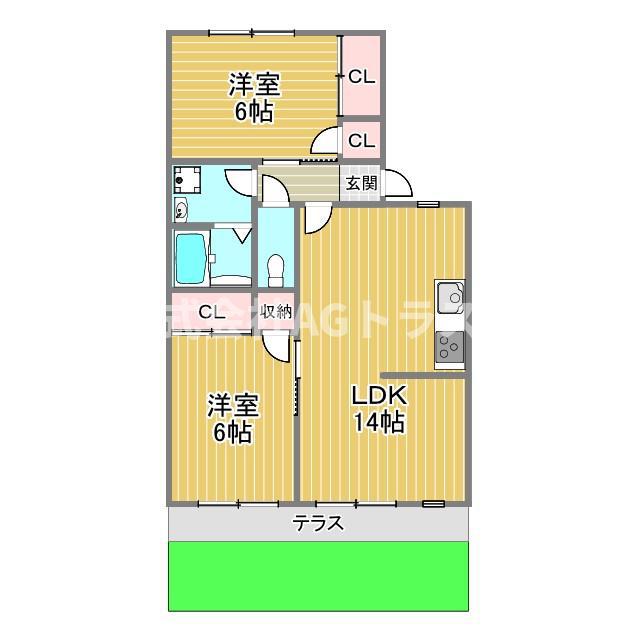 ヴォラトスC(2LDK/1階)の間取り写真