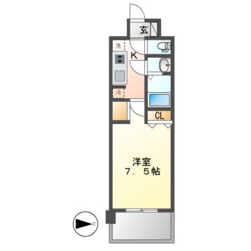 LA DOUCEUR黒川II(1K/5階)の間取り写真