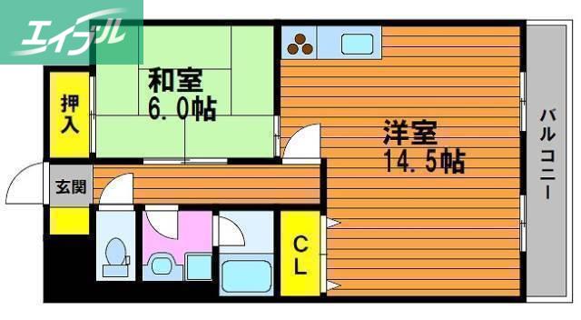ハイデンスホンダ(1LDK/2階)の間取り写真