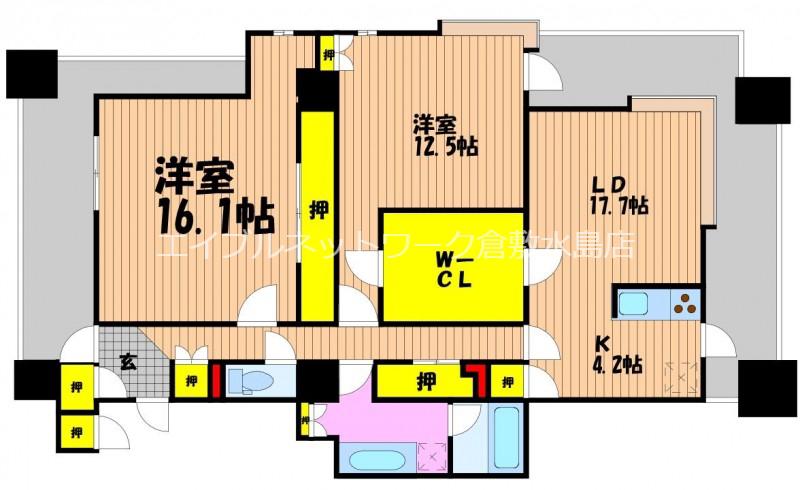 LA MIA CASA(2LDK/10階)の間取り写真