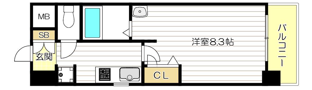 クレストコート難波サウス(1K/6階)の間取り写真