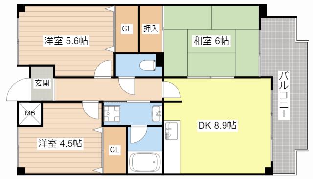 パークコート大津(3DK/3階)の間取り写真