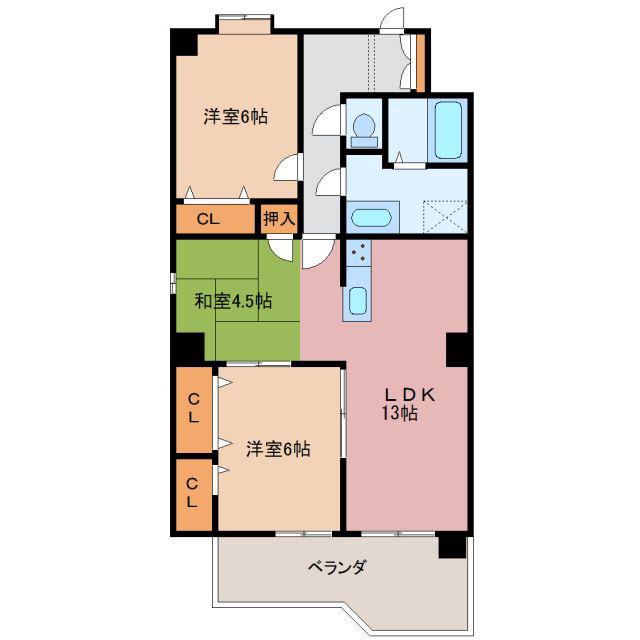 レジデンス栄光(3LDK/3階)の間取り写真