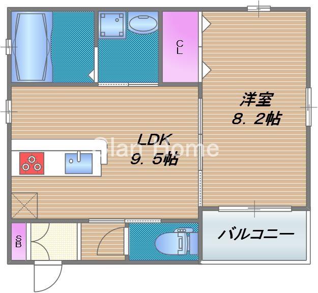 KTIレジデンス今里II(1LDK/4階)の間取り写真