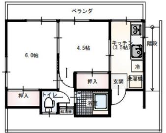 グリーンテラス(2K/2階)の間取り写真