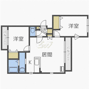 第11北海マンション(2LDK/3階)の間取り写真