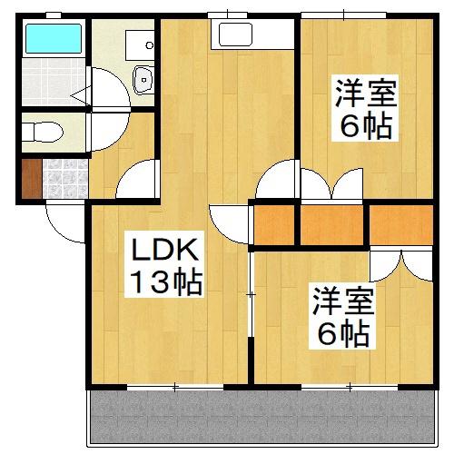 コーポNAKATA B(2LDK/1階)の間取り写真