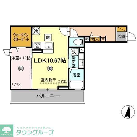 D-ROOM畑沢B(1LDK/1階)の間取り写真