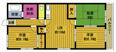 レイフハーメイン諏訪(3LDK/6階)の間取り写真