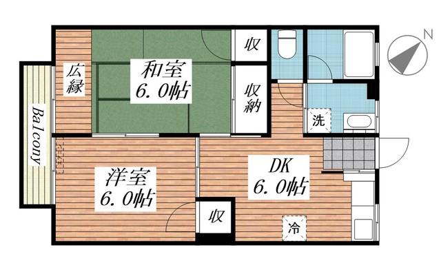 ウインズ清原台2(2DK/2階)の間取り写真